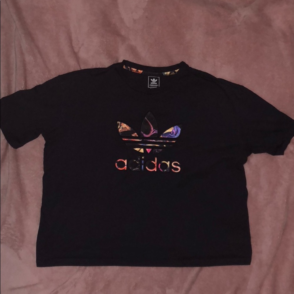 Navy blue adidas floral tee